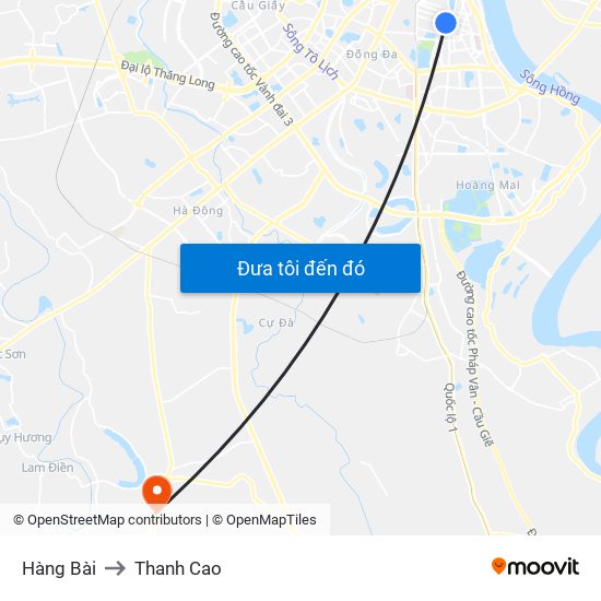 Hàng Bài to Thanh Cao map