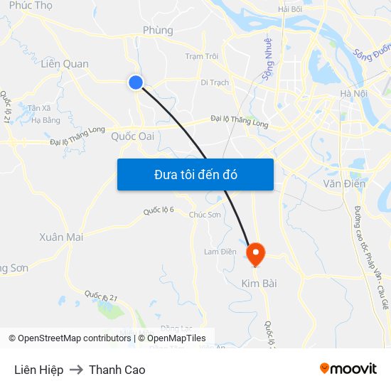 Liên Hiệp to Thanh Cao map