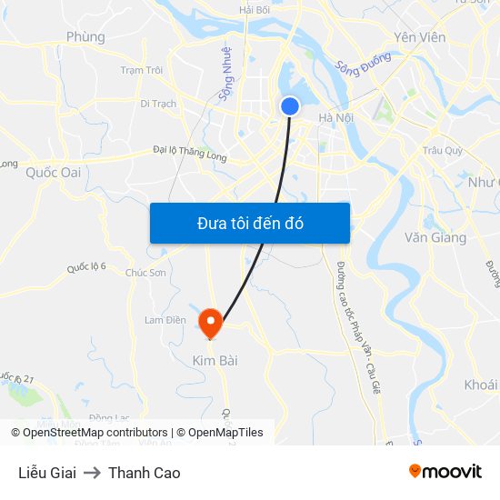 Liễu Giai to Thanh Cao map