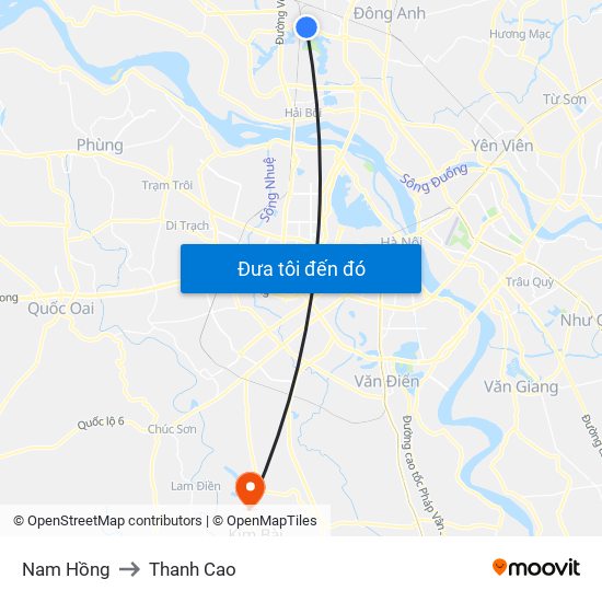 Nam Hồng to Thanh Cao map