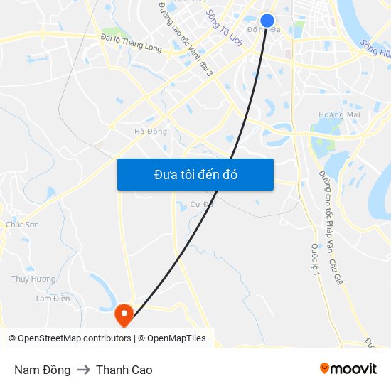 Nam Đồng to Thanh Cao map