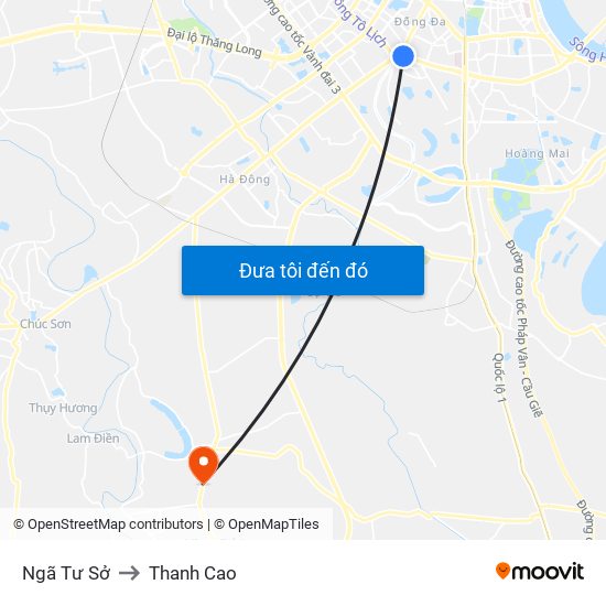 Ngã Tư Sở to Thanh Cao map