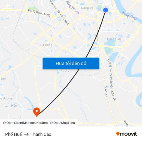 Phố Huế to Thanh Cao map