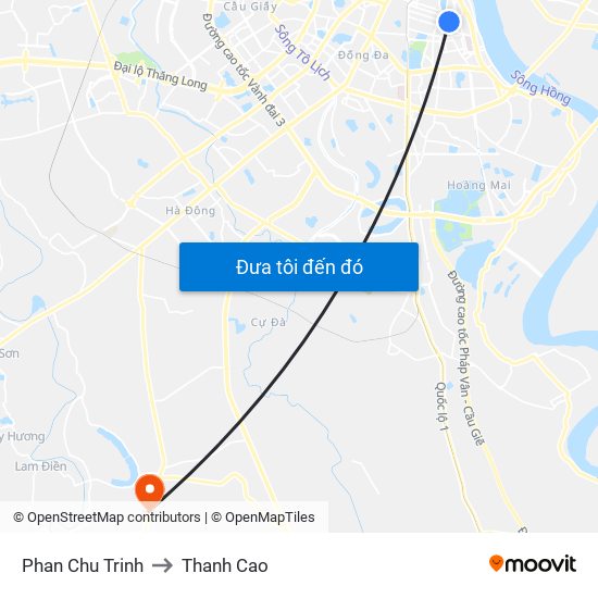 Phan Chu Trinh to Thanh Cao map