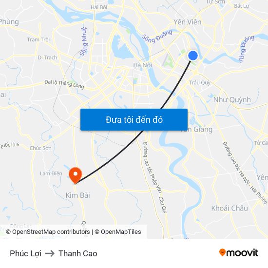 Phúc Lợi to Thanh Cao map