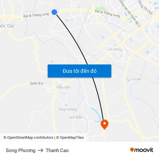 Song Phương to Thanh Cao map