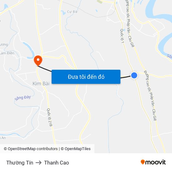 Thường Tín to Thanh Cao map