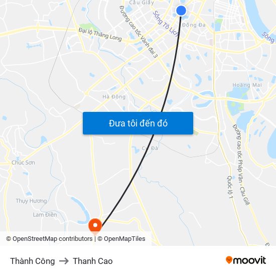 Thành Công to Thanh Cao map