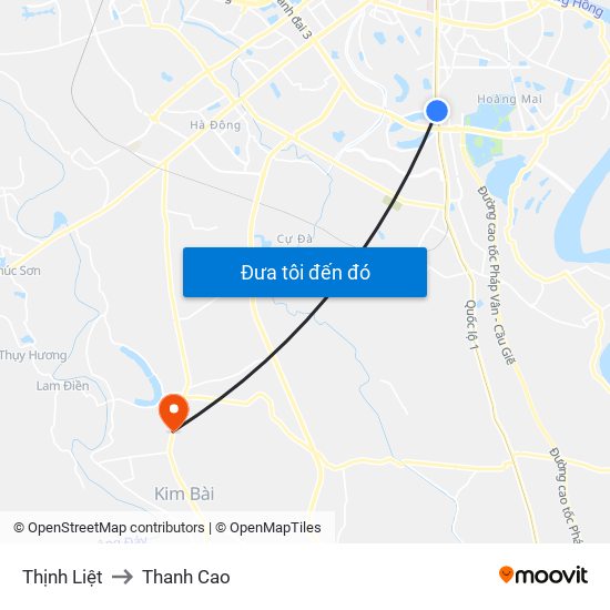 Thịnh Liệt to Thanh Cao map