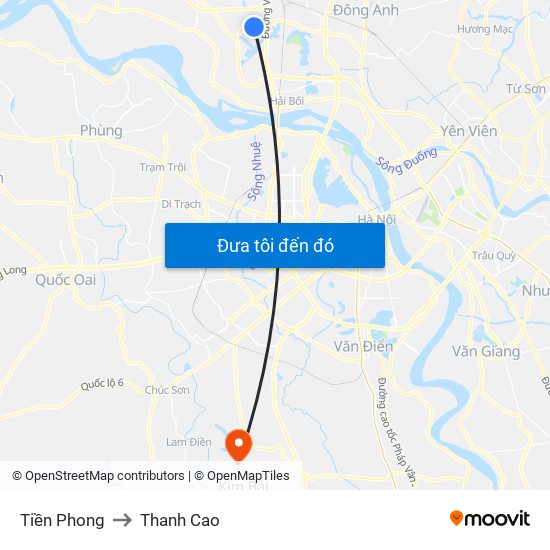 Tiền Phong to Thanh Cao map