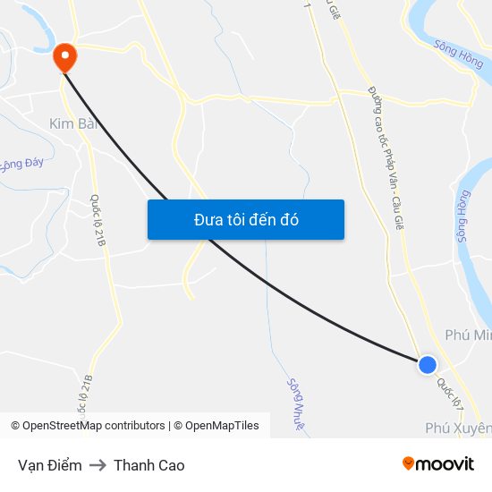 Vạn Điểm to Thanh Cao map