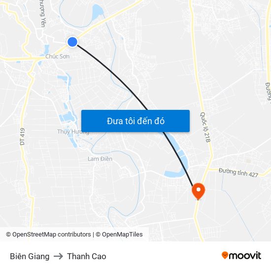 Biên Giang to Thanh Cao map