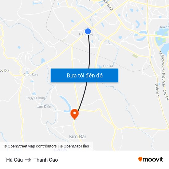 Hà Cầu to Thanh Cao map