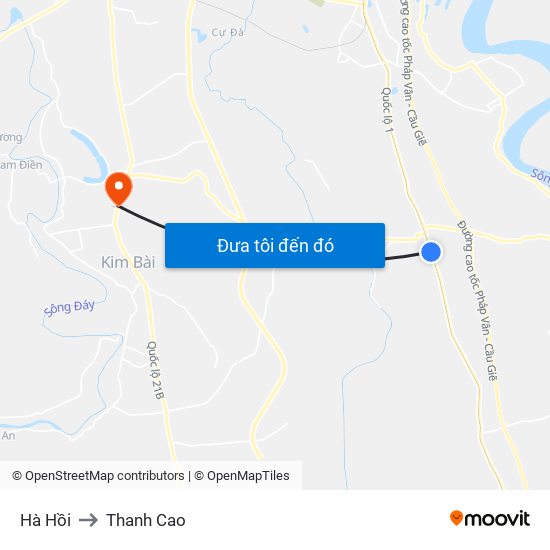 Hà Hồi to Thanh Cao map