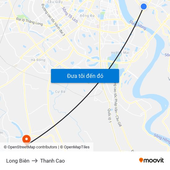 Long Biên to Thanh Cao map