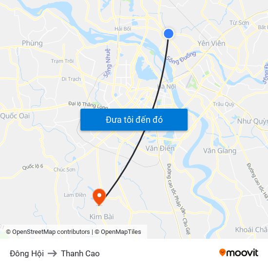 Đông Hội to Thanh Cao map