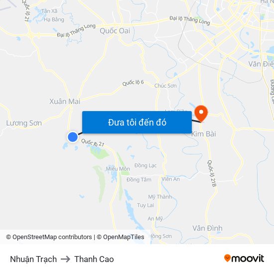 Nhuận Trạch to Thanh Cao map