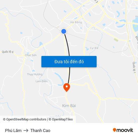 Phú Lãm to Thanh Cao map