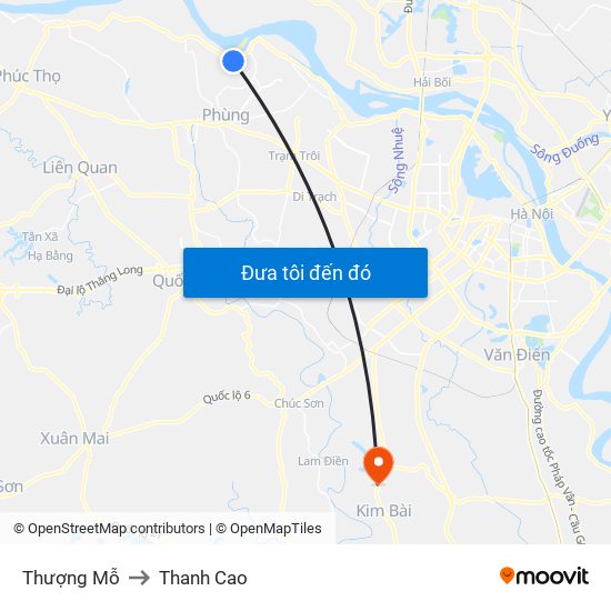 Thượng Mỗ to Thanh Cao map