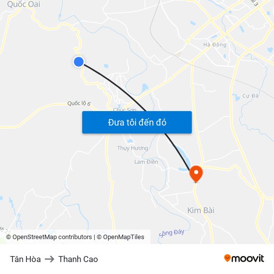 Tân Hòa to Thanh Cao map