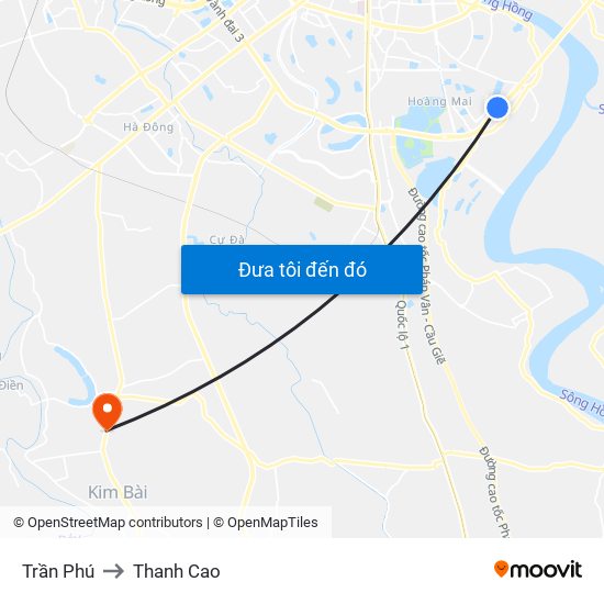 Trần Phú to Thanh Cao map