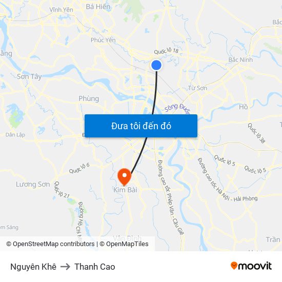 Nguyên Khê to Thanh Cao map