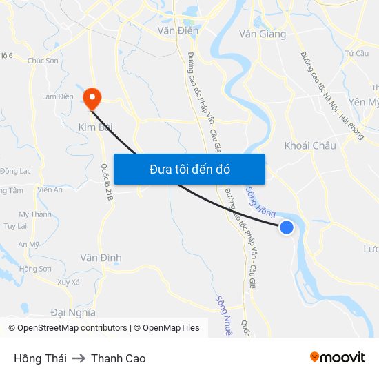 Hồng Thái to Thanh Cao map