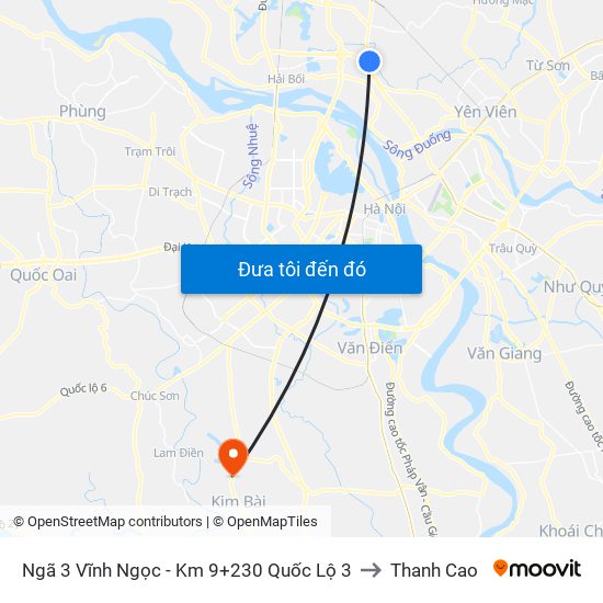 Ngã 3 Vĩnh Ngọc - Km 9+230 Quốc Lộ 3 to Thanh Cao map