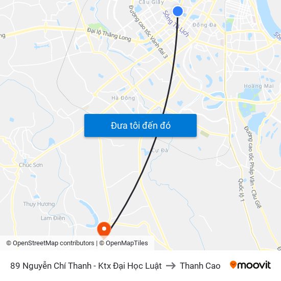 89 Nguyễn Chí Thanh - Ktx Đại Học Luật to Thanh Cao map