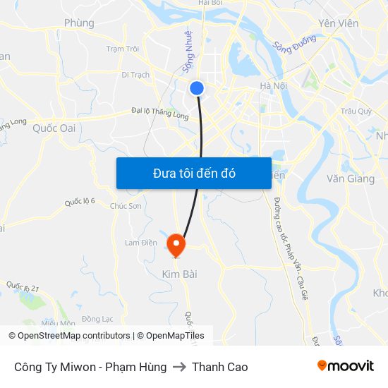 Công Ty Miwon - Phạm Hùng to Thanh Cao map