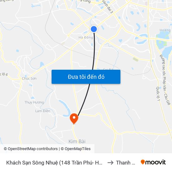 Khách Sạn Sông Nhuệ (148 Trần Phú- Hà Đông) to Thanh Cao map