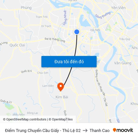 Điểm Trung Chuyển Cầu Giấy - Thủ Lệ 02 to Thanh Cao map