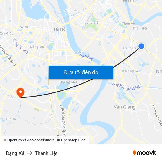 Đặng Xá to Thanh Liệt map