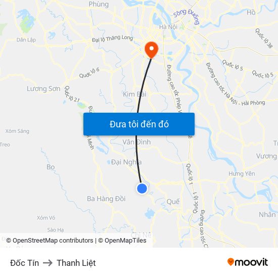 Đốc Tín to Thanh Liệt map