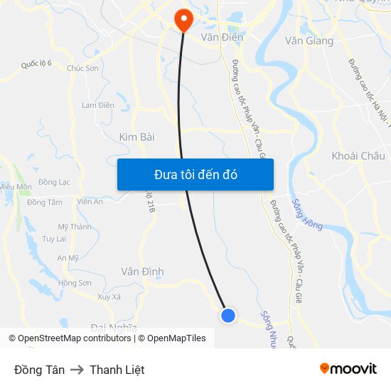 Đồng Tân to Thanh Liệt map