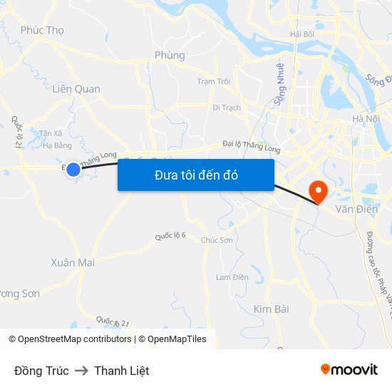 Đồng Trúc to Thanh Liệt map