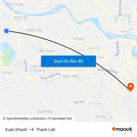 Xuân Khanh to Thanh Liệt map