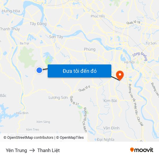 Yên Trung to Thanh Liệt map