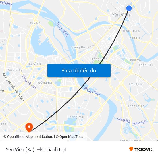 Yên Viên (Xã) to Thanh Liệt map