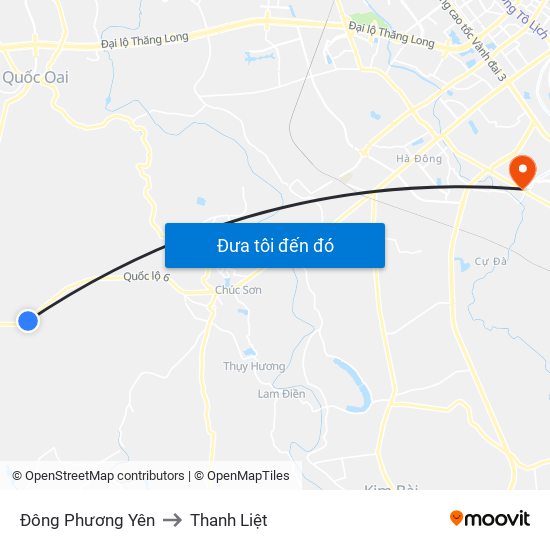 Đông Phương Yên to Thanh Liệt map