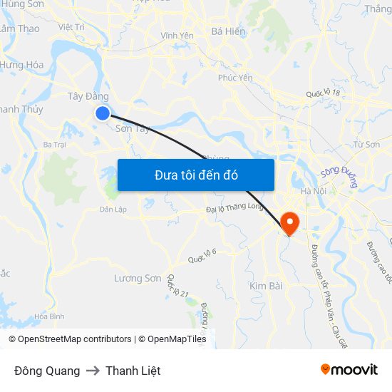 Đông Quang to Thanh Liệt map