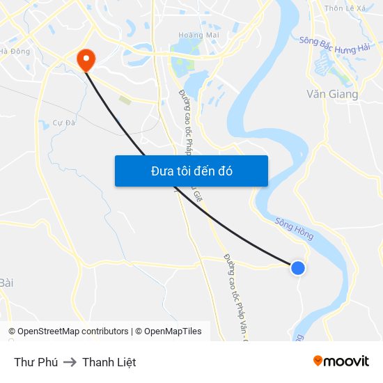 Thư Phú to Thanh Liệt map