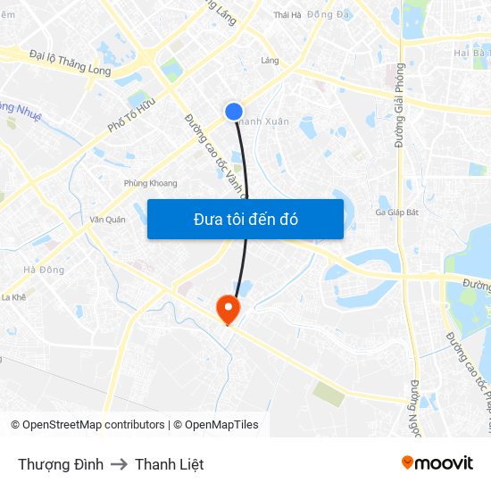 Thượng Đình to Thanh Liệt map