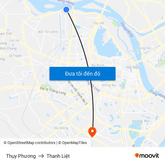 Thụy Phương to Thanh Liệt map