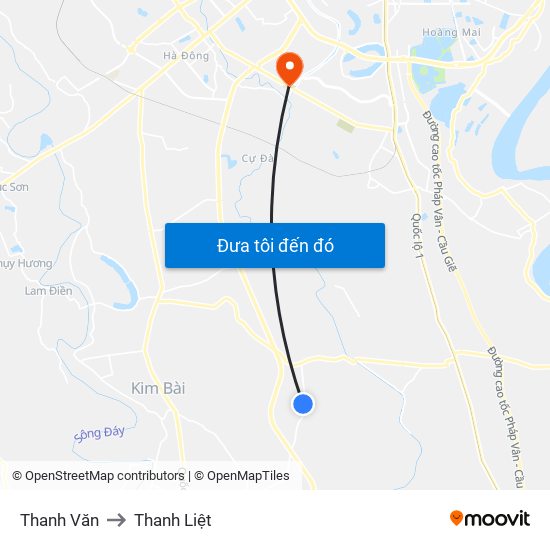 Thanh Văn to Thanh Liệt map