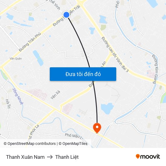 Thanh Xuân Nam to Thanh Liệt map