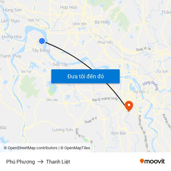 Phú Phương to Thanh Liệt map