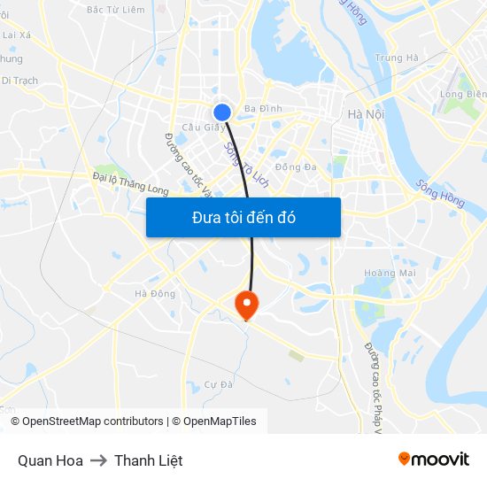 Quan Hoa to Thanh Liệt map