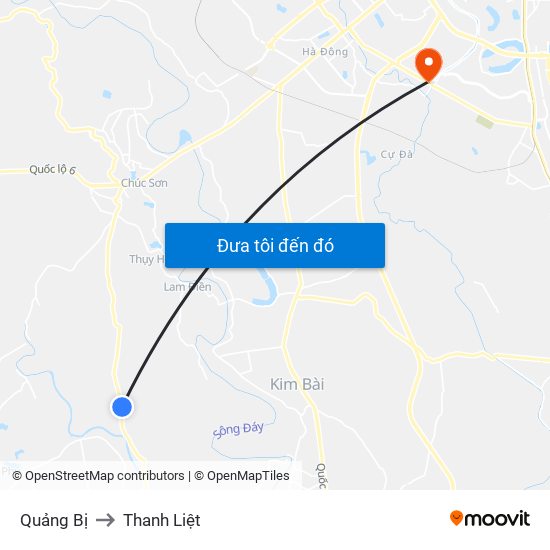 Quảng Bị to Thanh Liệt map
