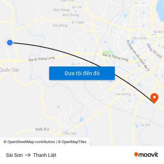 Sài Sơn to Thanh Liệt map